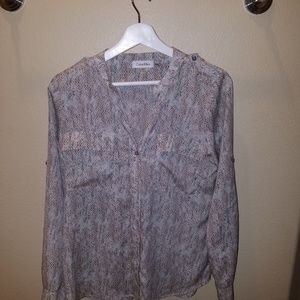 Pale Blue, Peach, Brown Soft leopard type print